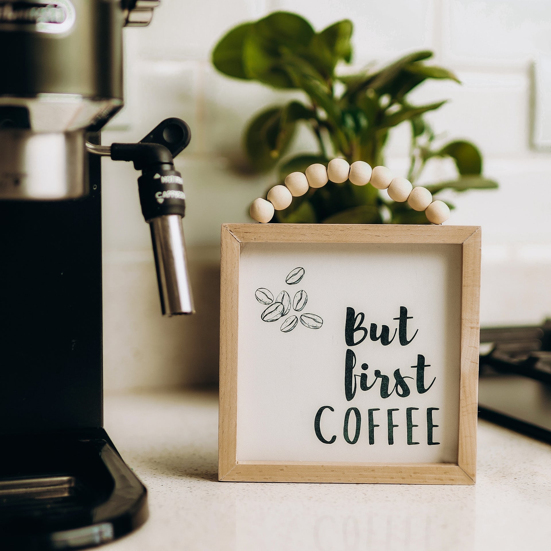 But Coffee First Beaded Frame
