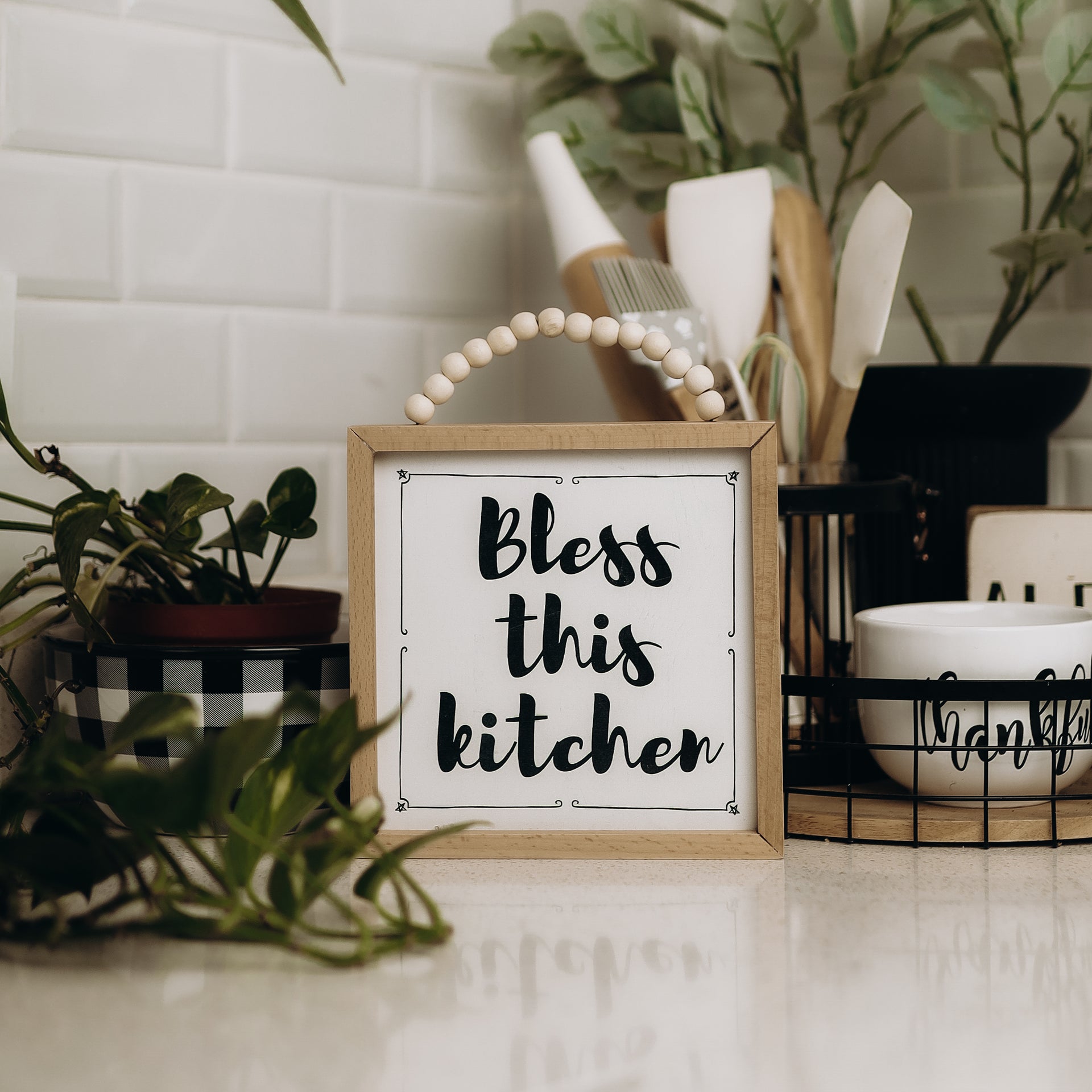 Bless This Kitchen Beaded Frame