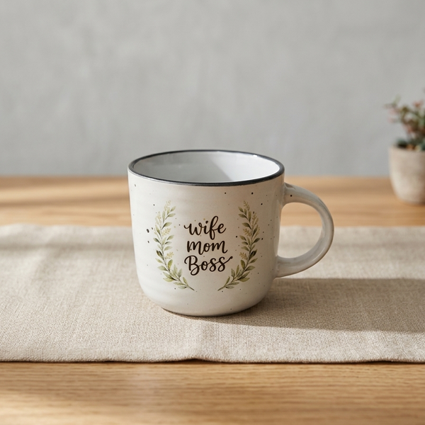 Wife Mom Boss Mug – Botanical Design