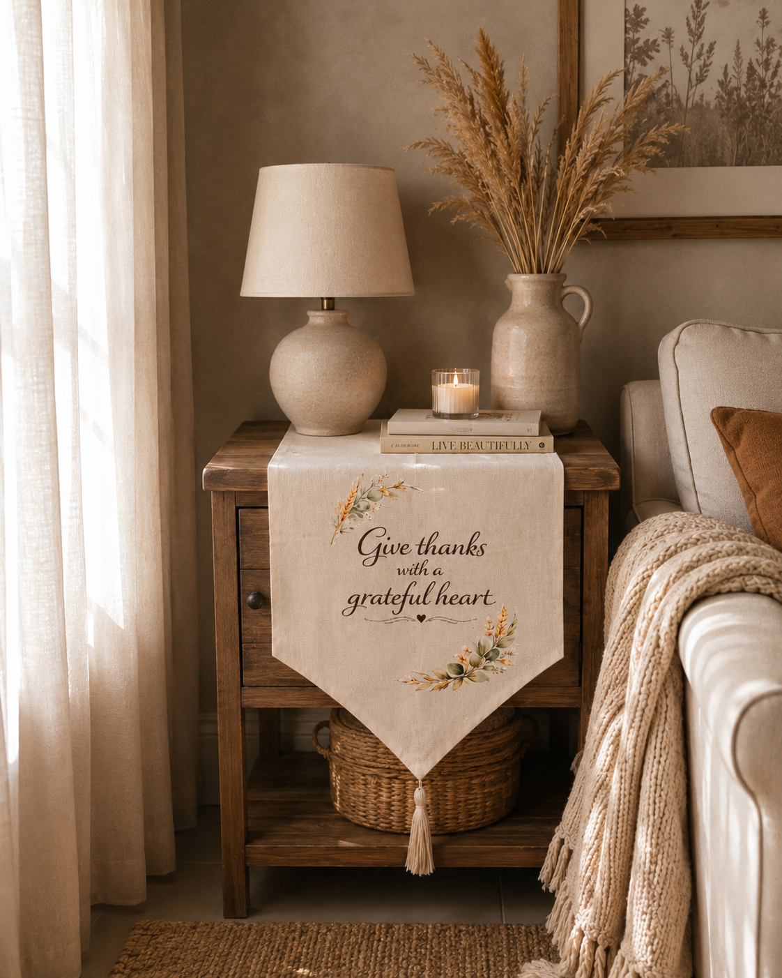 Grateful Heart Small Table Runner