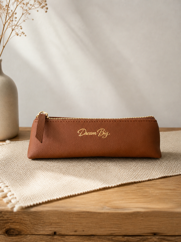 Dream Big Brown Leather Pouch