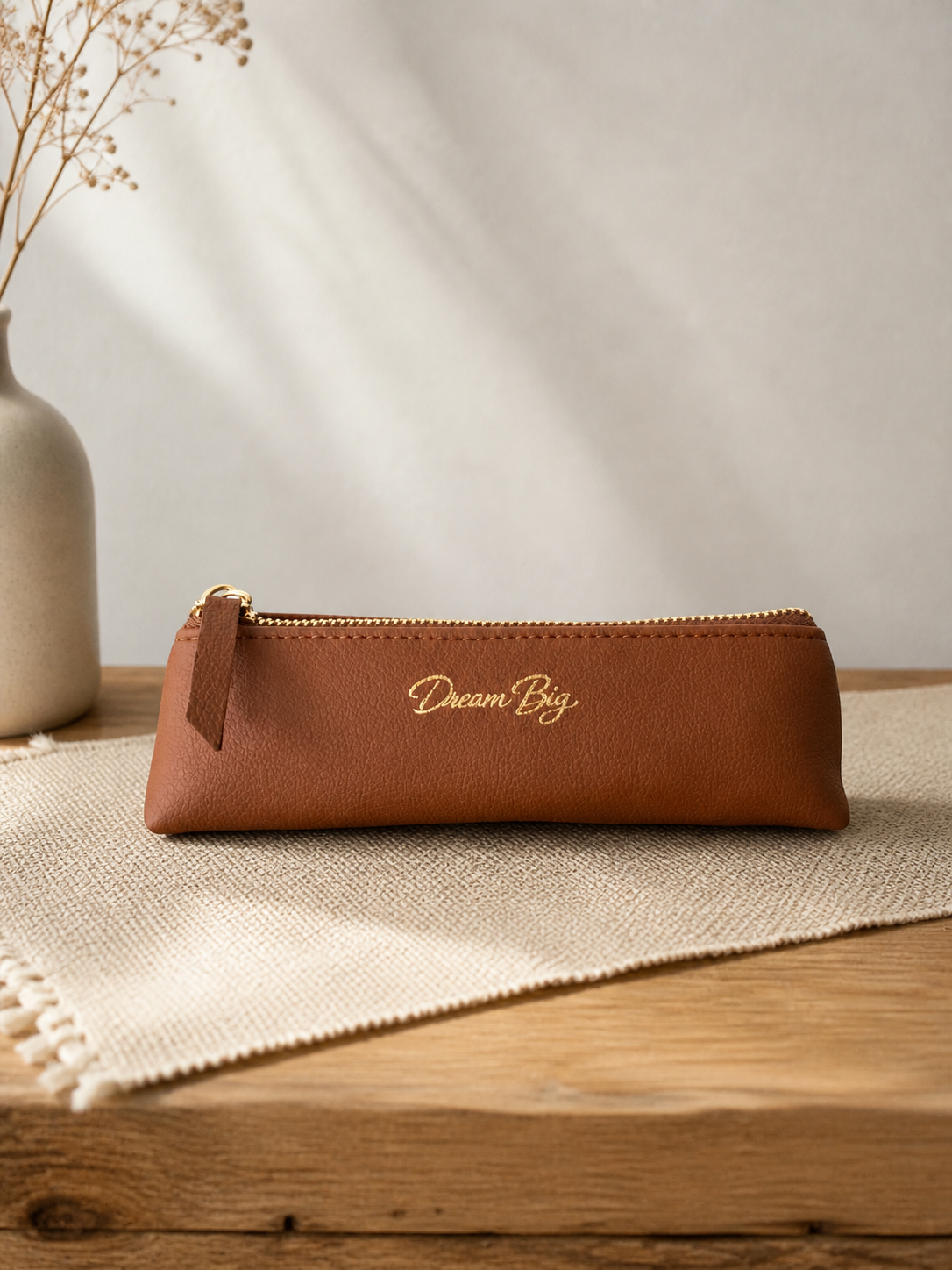 Dream Big Brown Leather Pouch