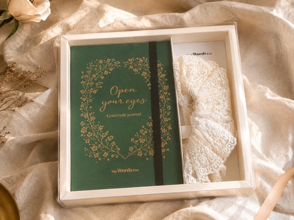 Olive Green Journal + Lace Scrunchie - Soft Moments Kit