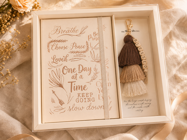 Beige Journal + Blessed Tassel Keychain - Blessed Balanced Kit