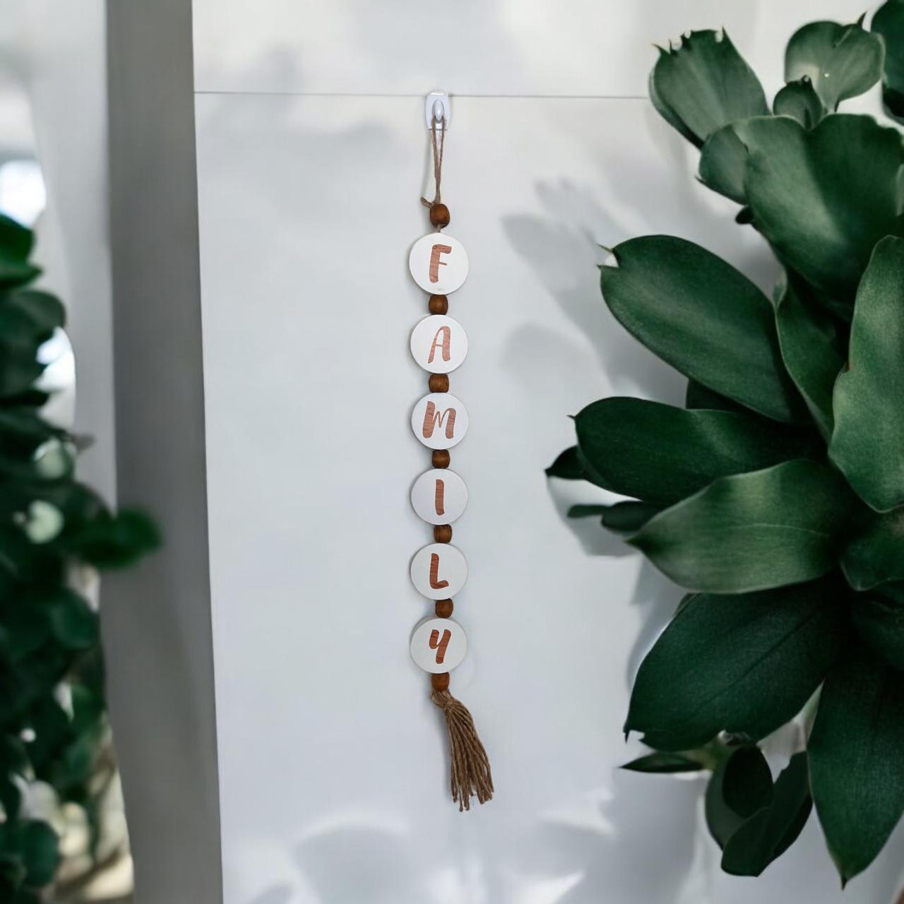 Family Letters Beads Garland – White