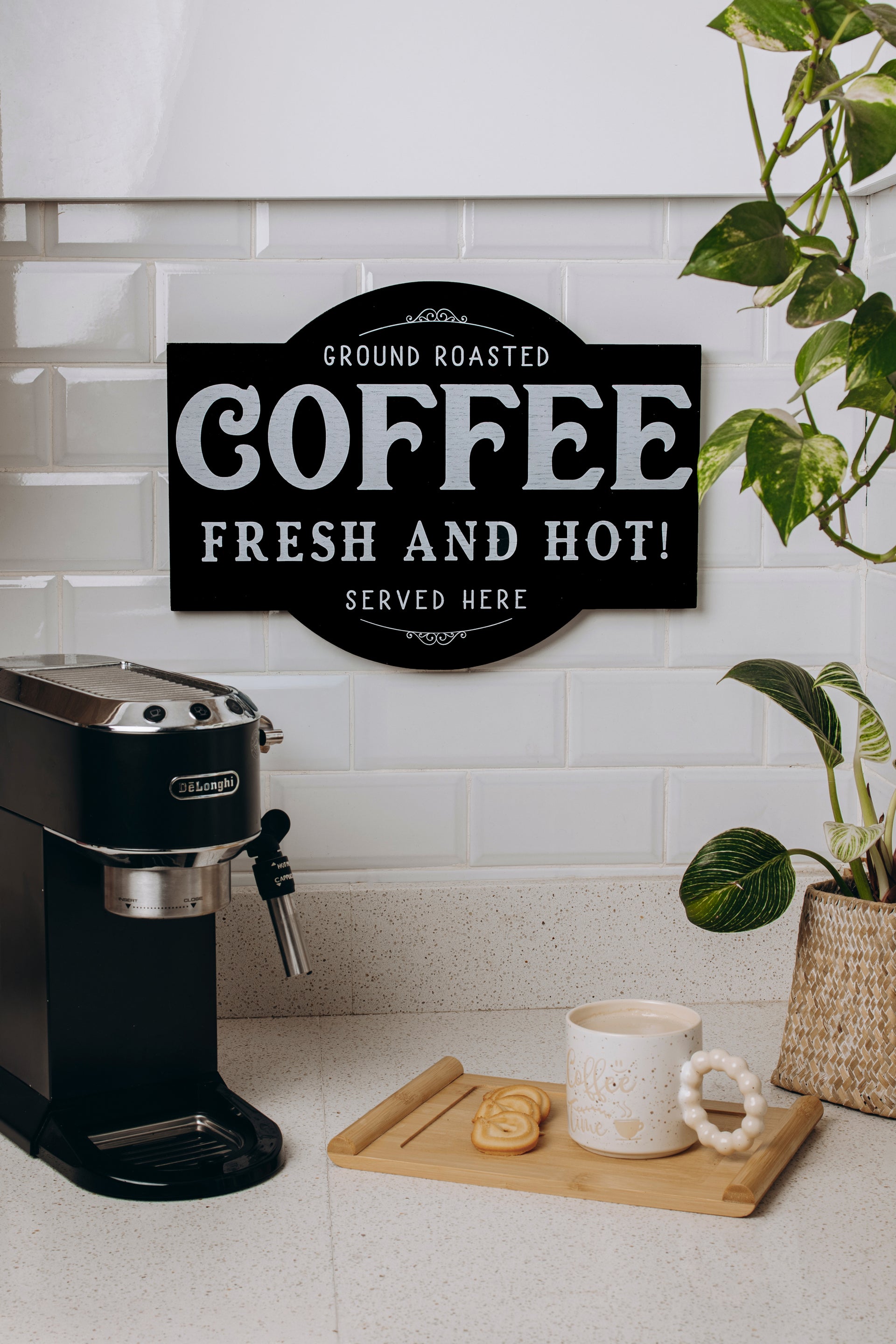 “Fresh & Hot "Coffee sign – Black