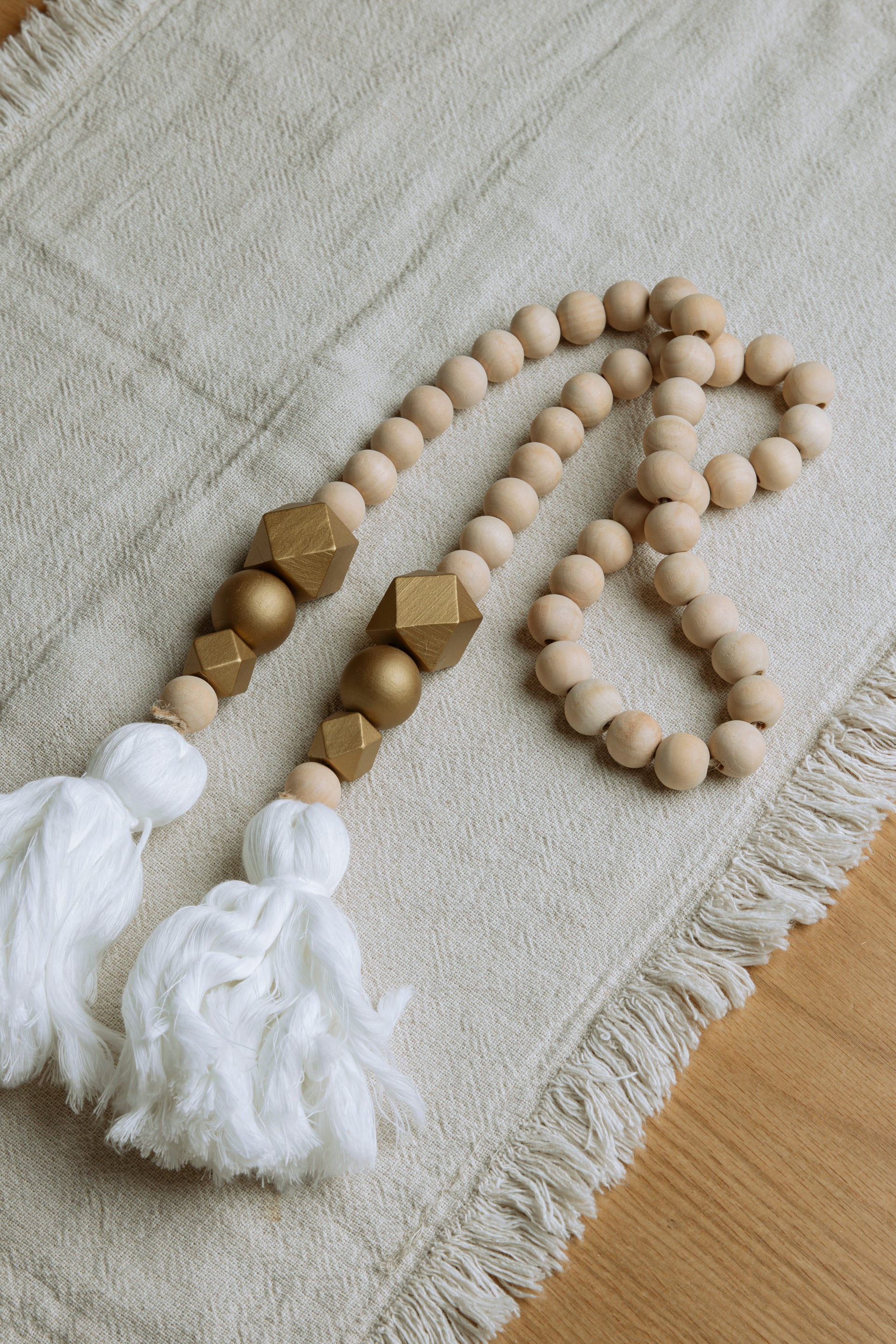 Gold Wooden Bead Tassel Garland