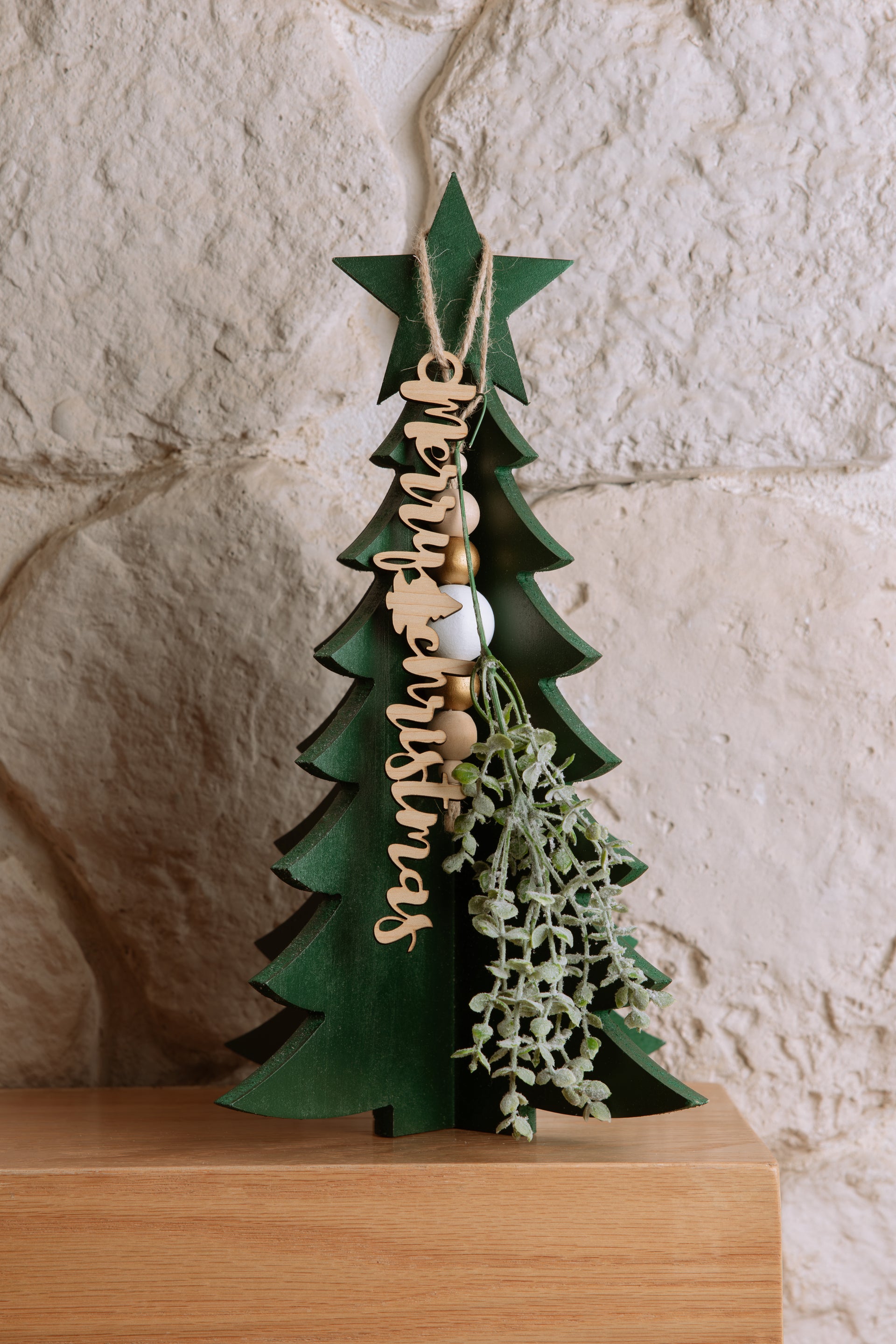 Green Wooden Christmas Tree Decor