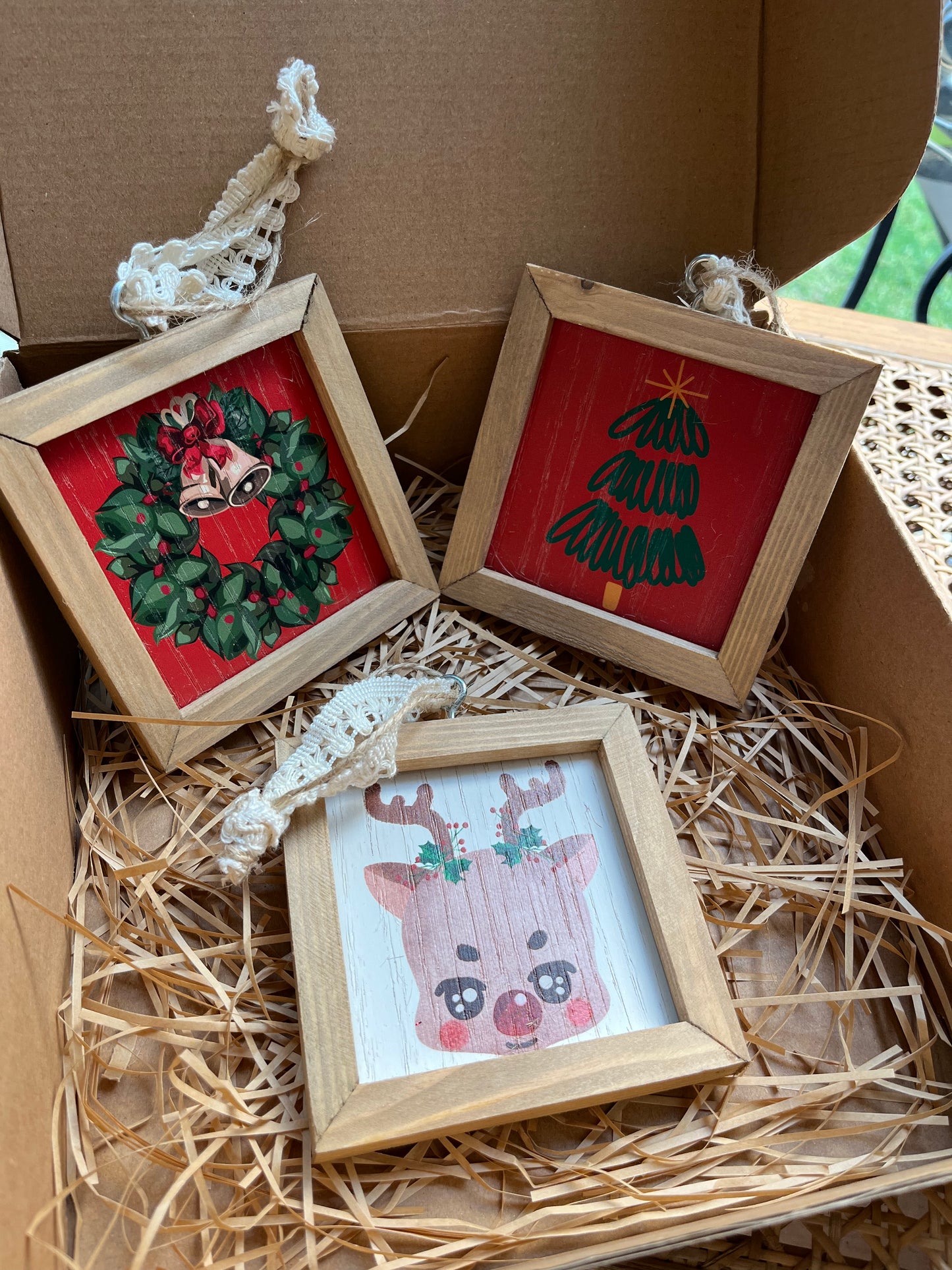 Jingle & Joy Wood Frame Ornaments