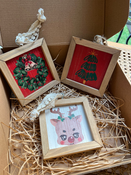 Jingle & Joy Wood Frame Ornaments