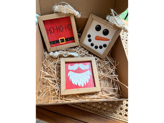 Holly Jolly Wood Frame Ornaments