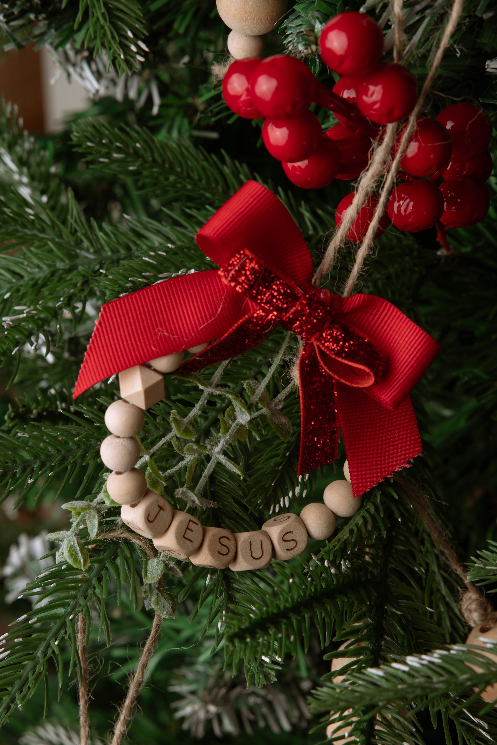 JESUS Christmas Wooden Bead