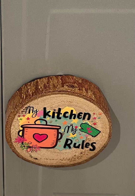 Kitchen rules wood magnet