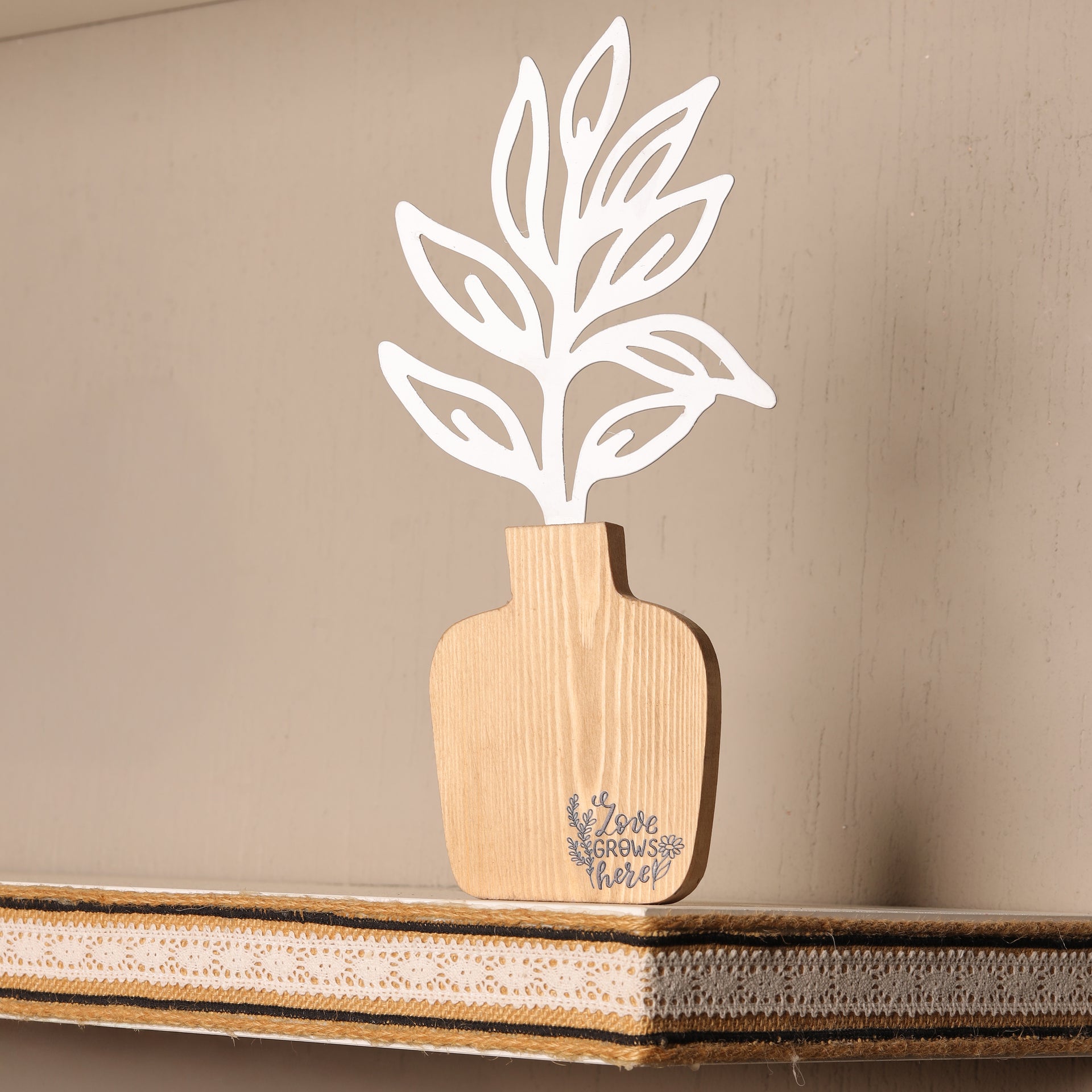 Love grows here wooden vase