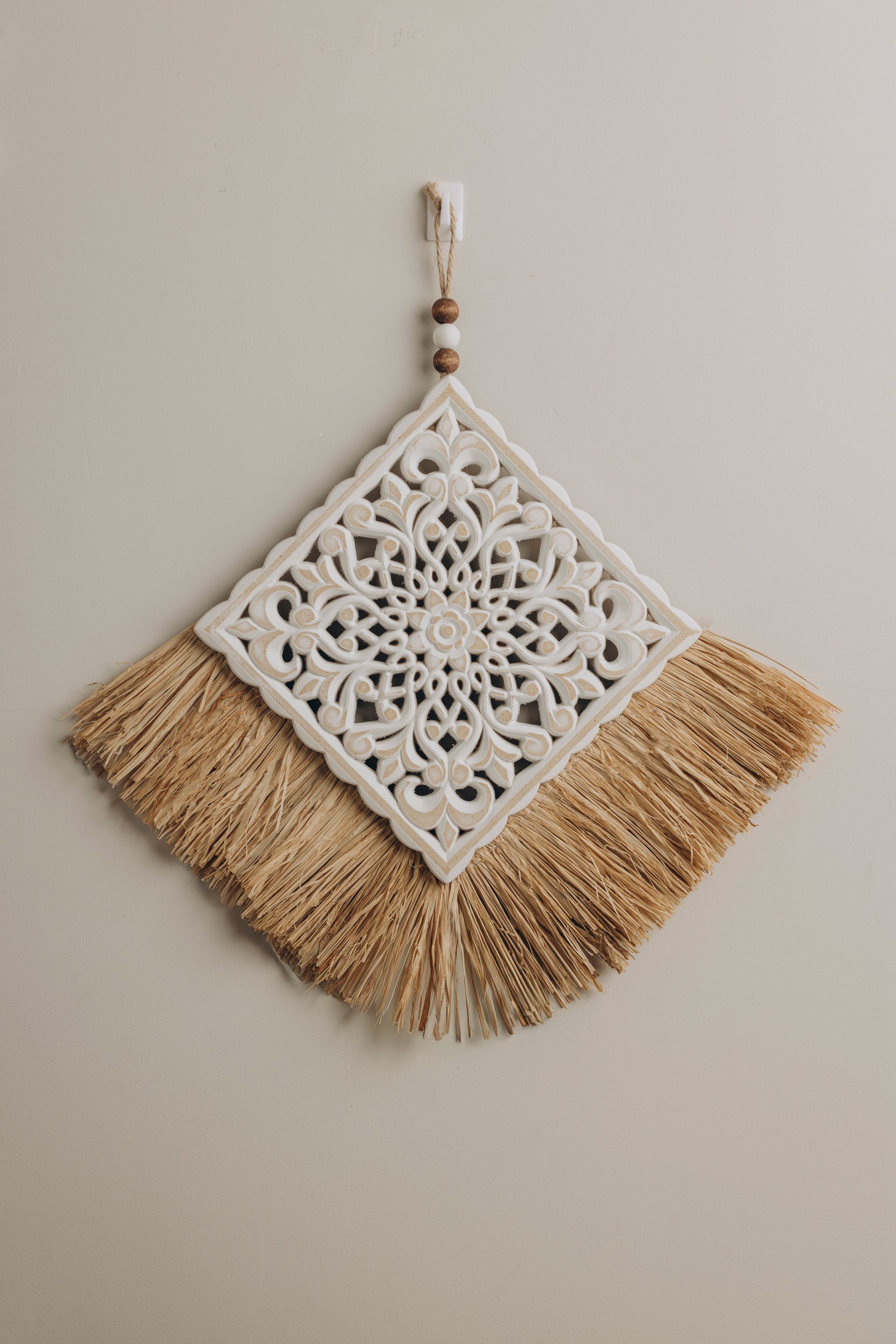 Straw Diamond-shaped Wall Hanging