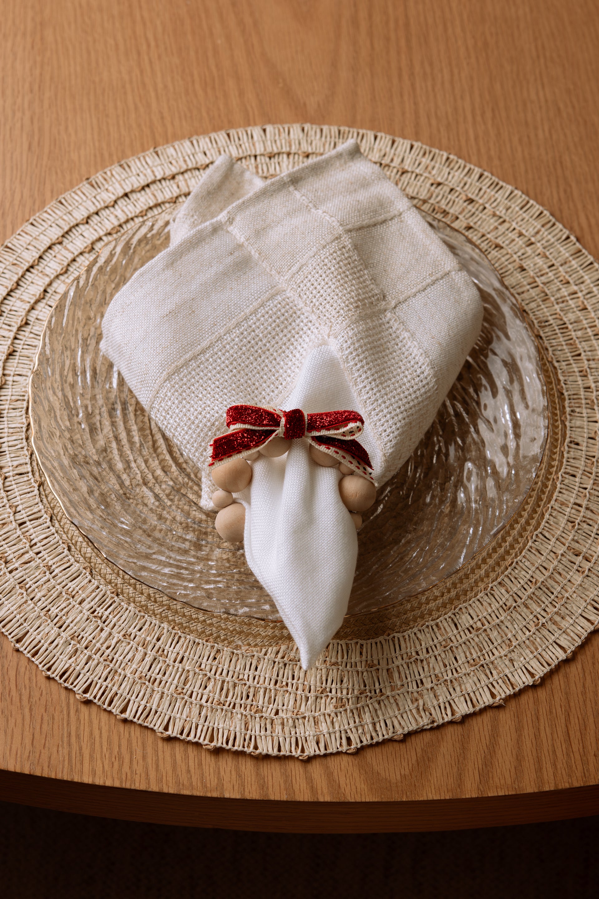 Wood Bead Napkin Christmas Ornament