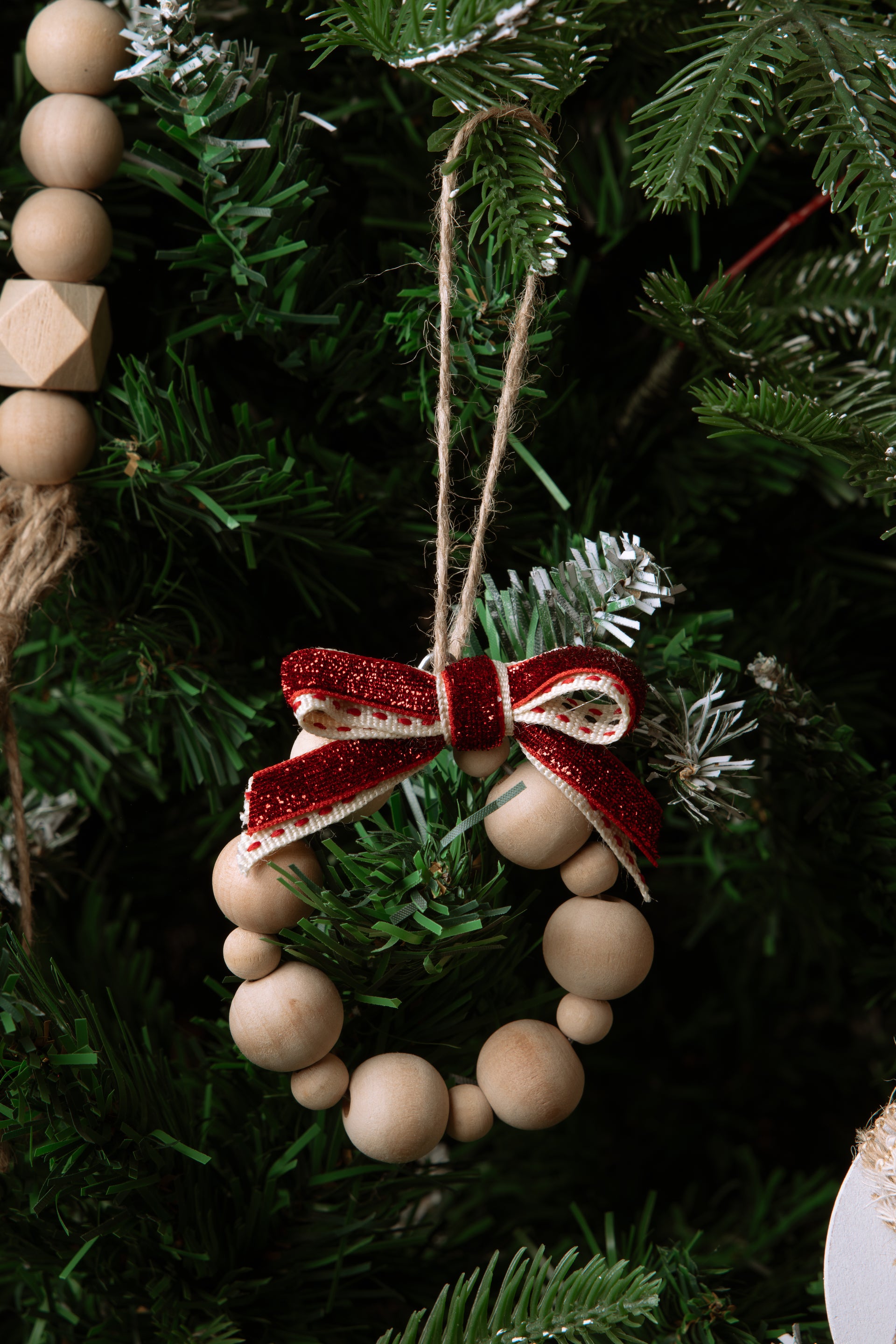 Wood Bead Hanging Christmas Ornament
