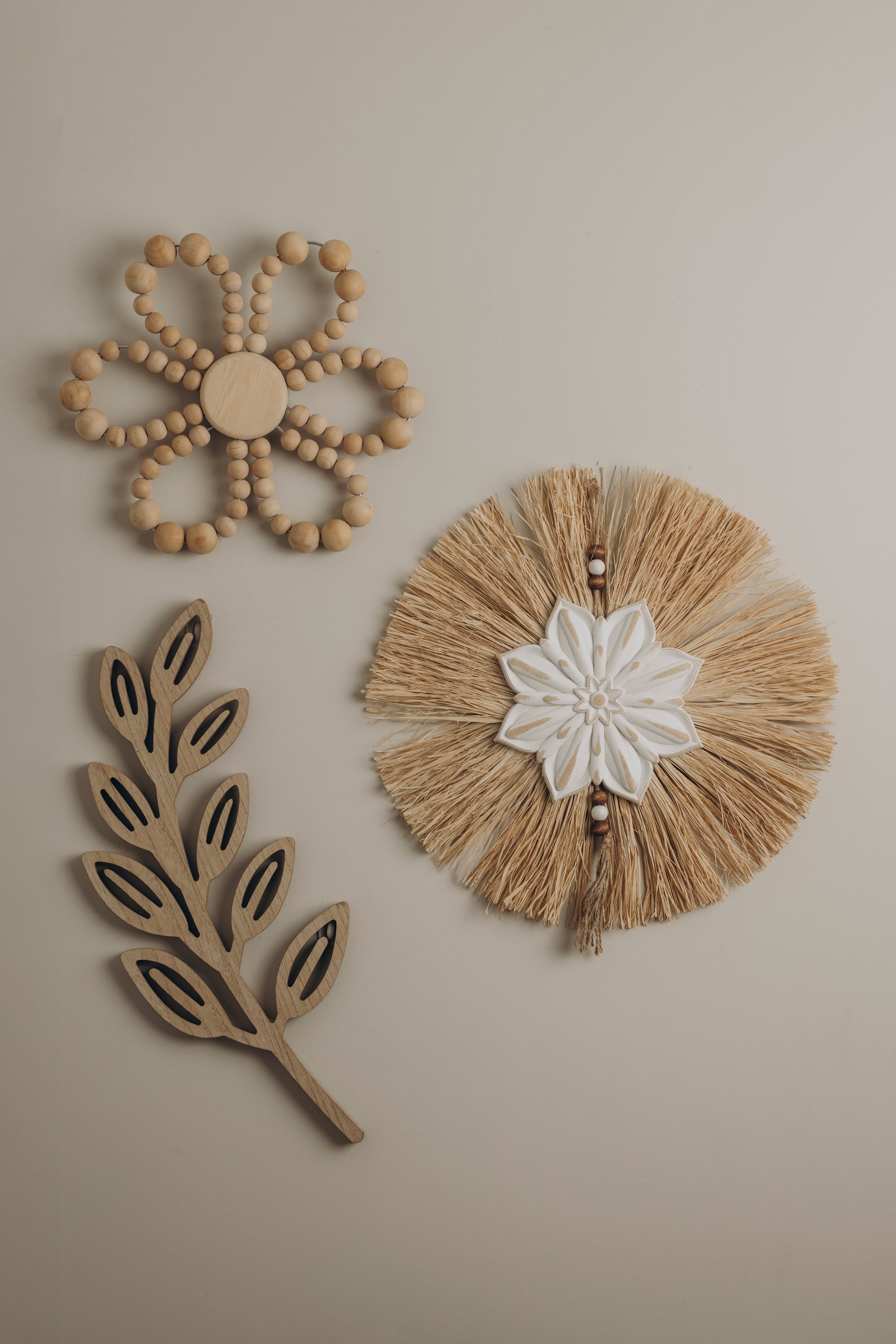 Wooden Bead Flower Wall Hanging