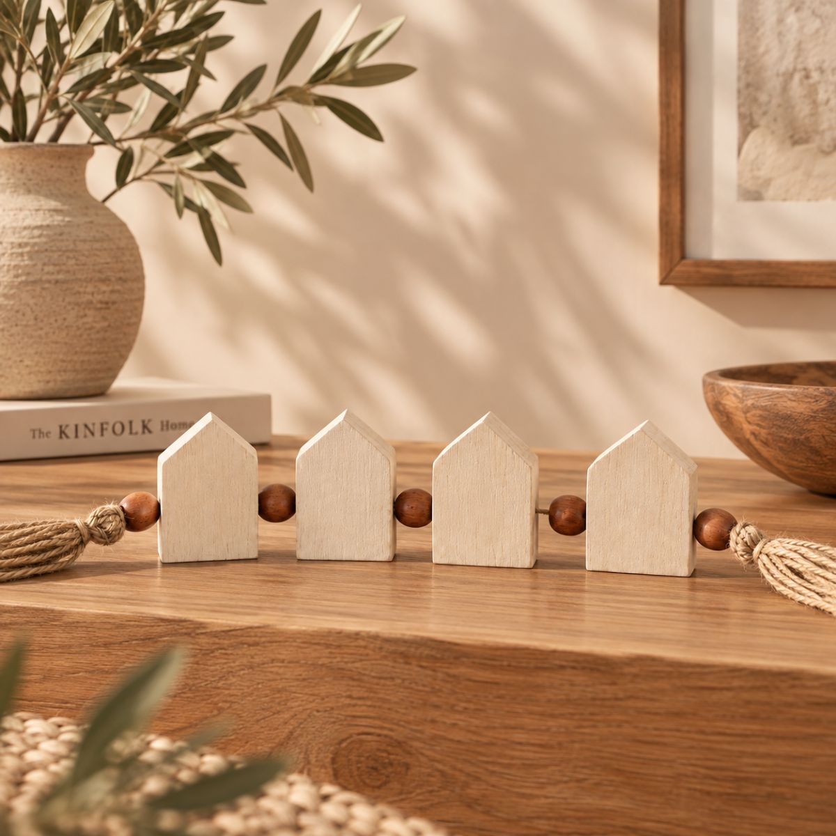 Customized House Wood Blocks Garland - 4 Blocks