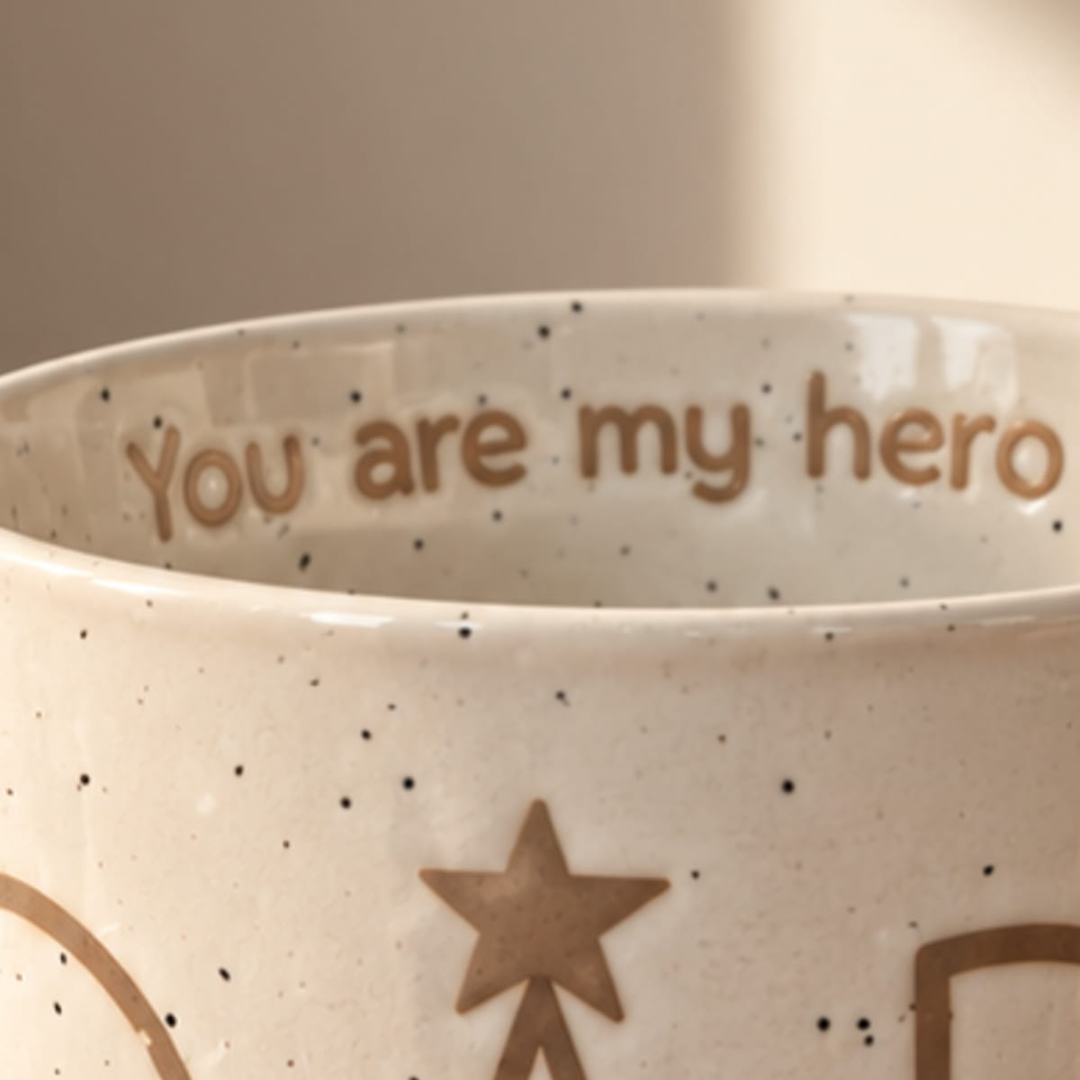 Dad You Are My Hero Ceramic Mug - White Speckled Design