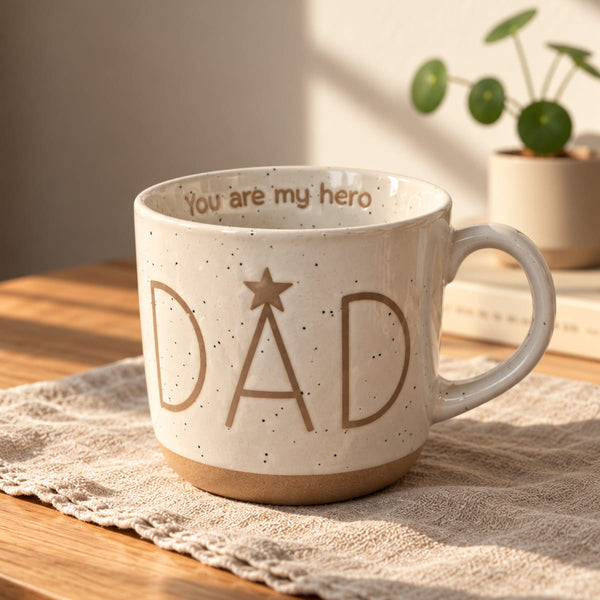 Dad You Are My Hero Ceramic Mug - White Speckled Design