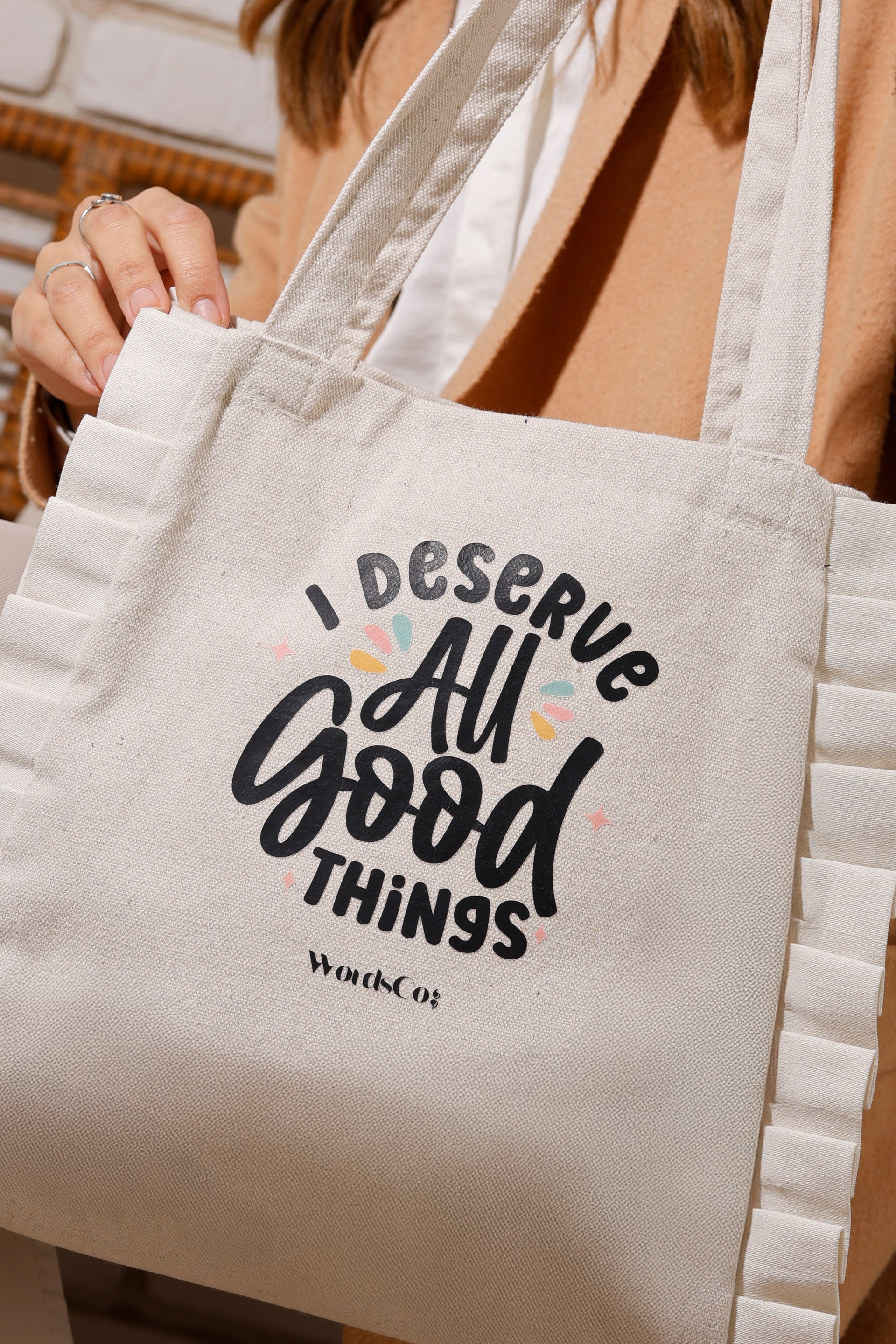 I Deserve tote bag (large)