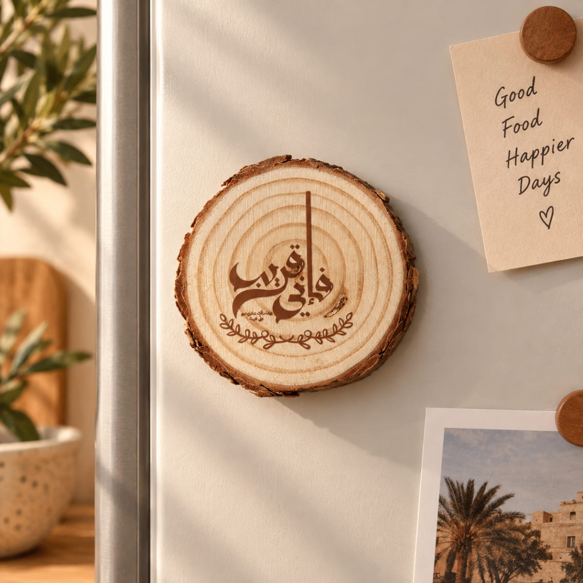 فَإِنِّي قَرِيبٌ Wooden Fridge Magnet - Islamic Arabic Home Decor