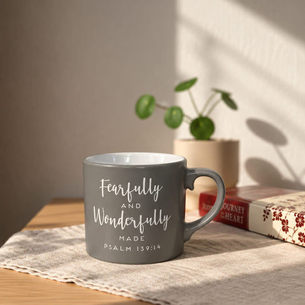 Fearfully and Wonderfully Made Grey Ceramic Mug - Psalm 139:14