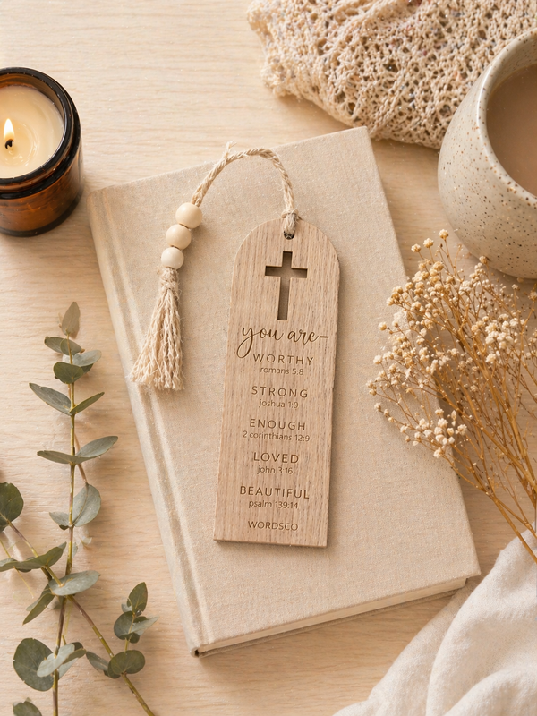 Wooden Christian Bookmark with Cross