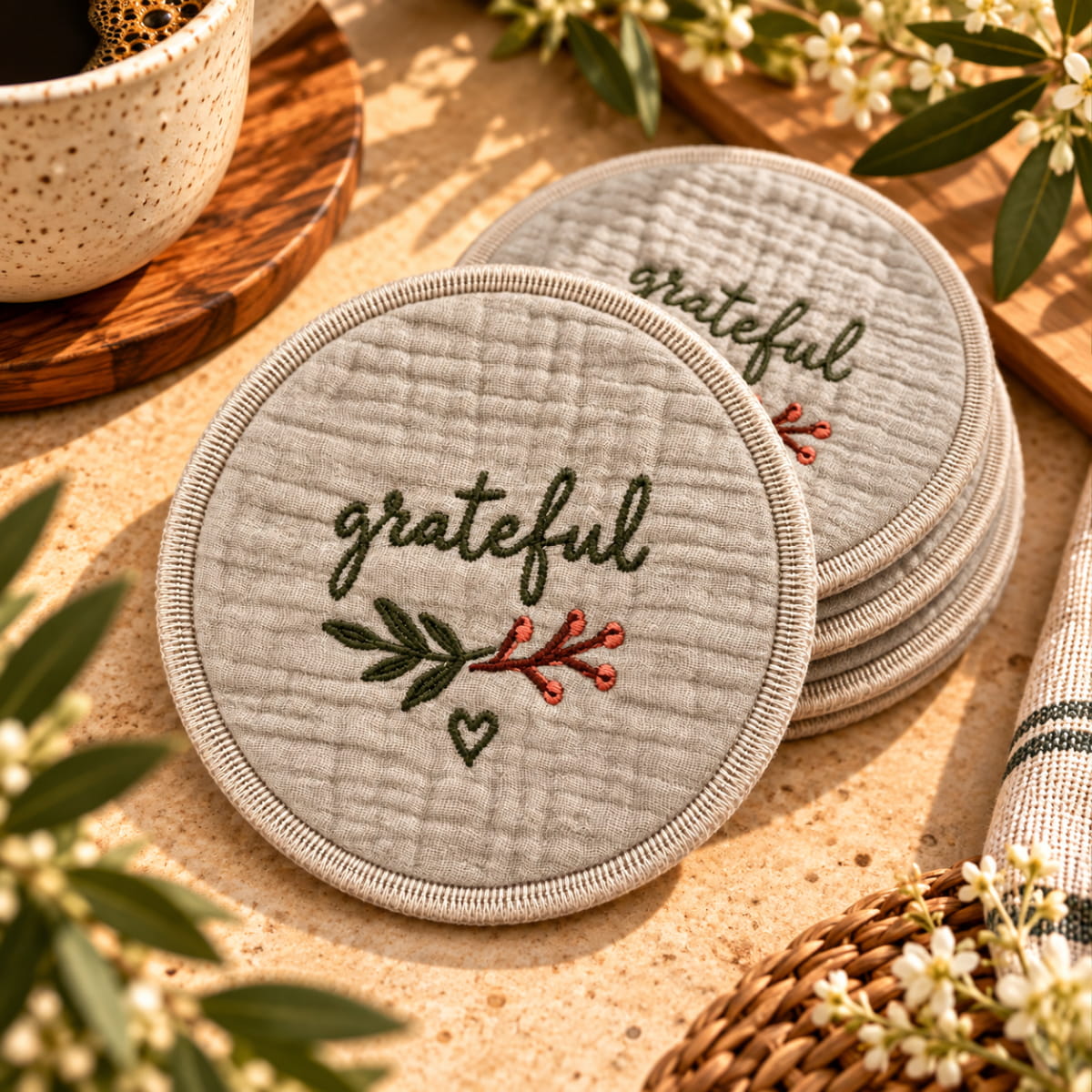 Grateful Floral Coasters - Set of 5