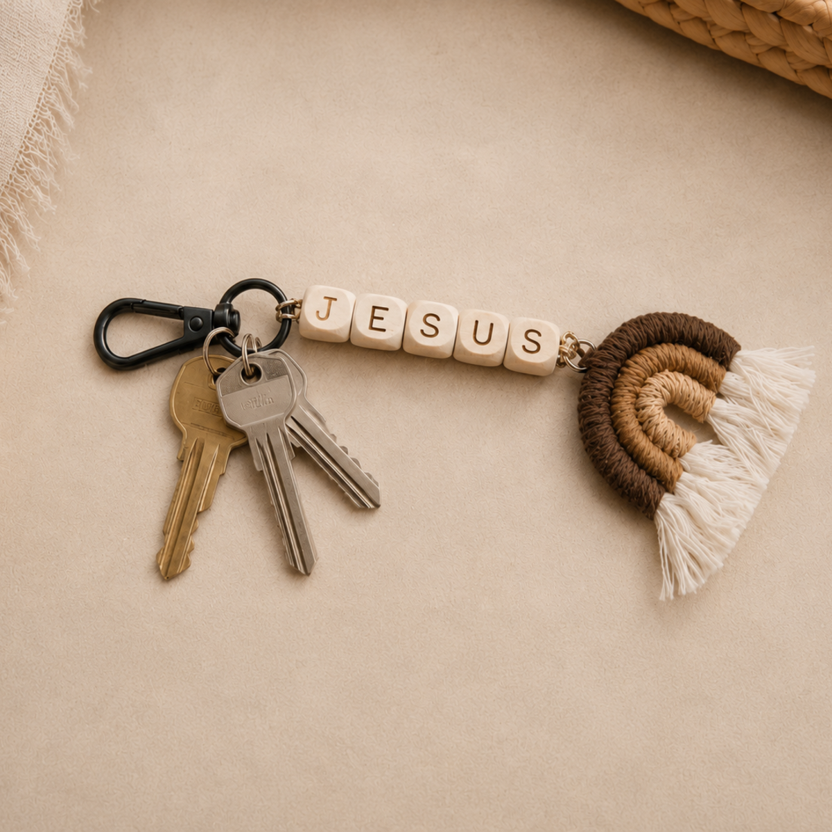 Jesus Beaded Rainbow Key Chain