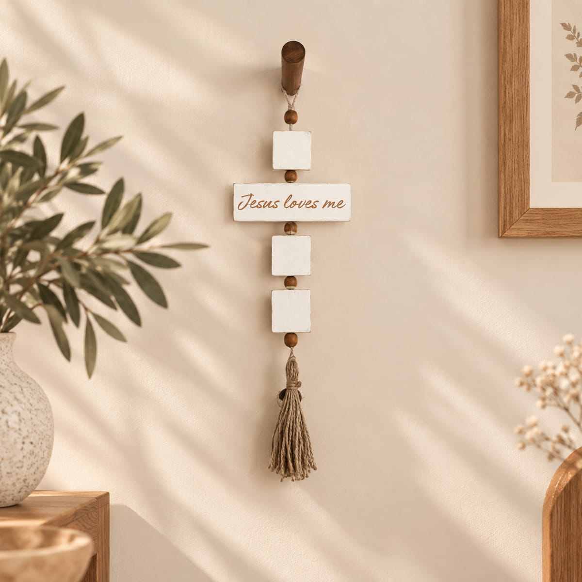 Jesus Loves Me Wooden Wall Hanging - Christian Home Decor