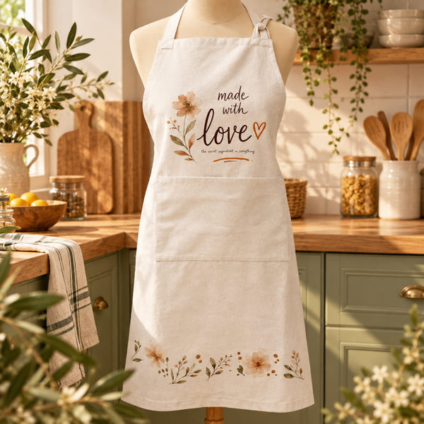 Made with Love Floral Kitchen Apron