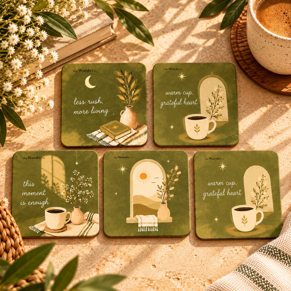 Slow Living Botanical Coasters - Set of 5